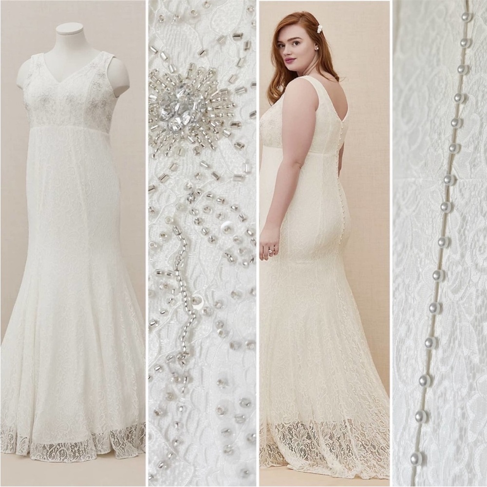 torrid Ivory Lace V-Neck Beaded Bridal Gown